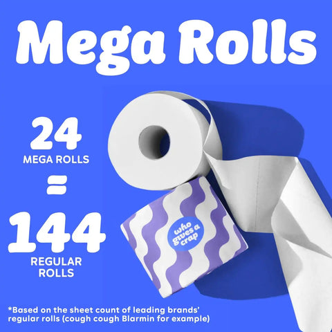 Who Gives A Crap | 100% Recycled Toilet Paper, 24 Rolls, 330 Sheets, Biodegradable & Ecofriendly, Soft & Strong, Virgin Tree Free, Bulk Toilet Paper