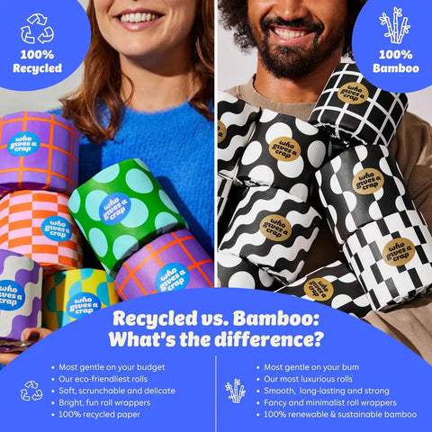 Who Gives A Crap 100% Bamboo Toilet Paper, 48 Rolls, 3 Ply, 370 Sheets, Long, Strong & Soft Toilet Tissue, Sustainable, Biodegradable, Renewable, Tree Free Bathroom Tissue Bulk Toilet Paper